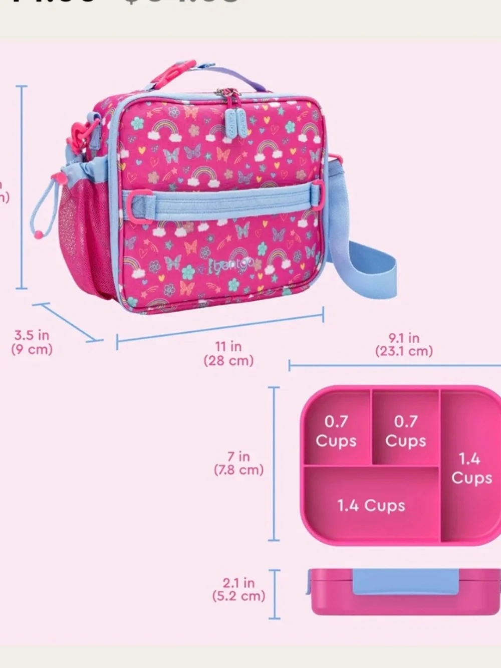 🦋Bentgo Kids Snap & Go 2-Piece Lunch Set - Butterflies & Rainbows🦋 - Picture 2 of 7